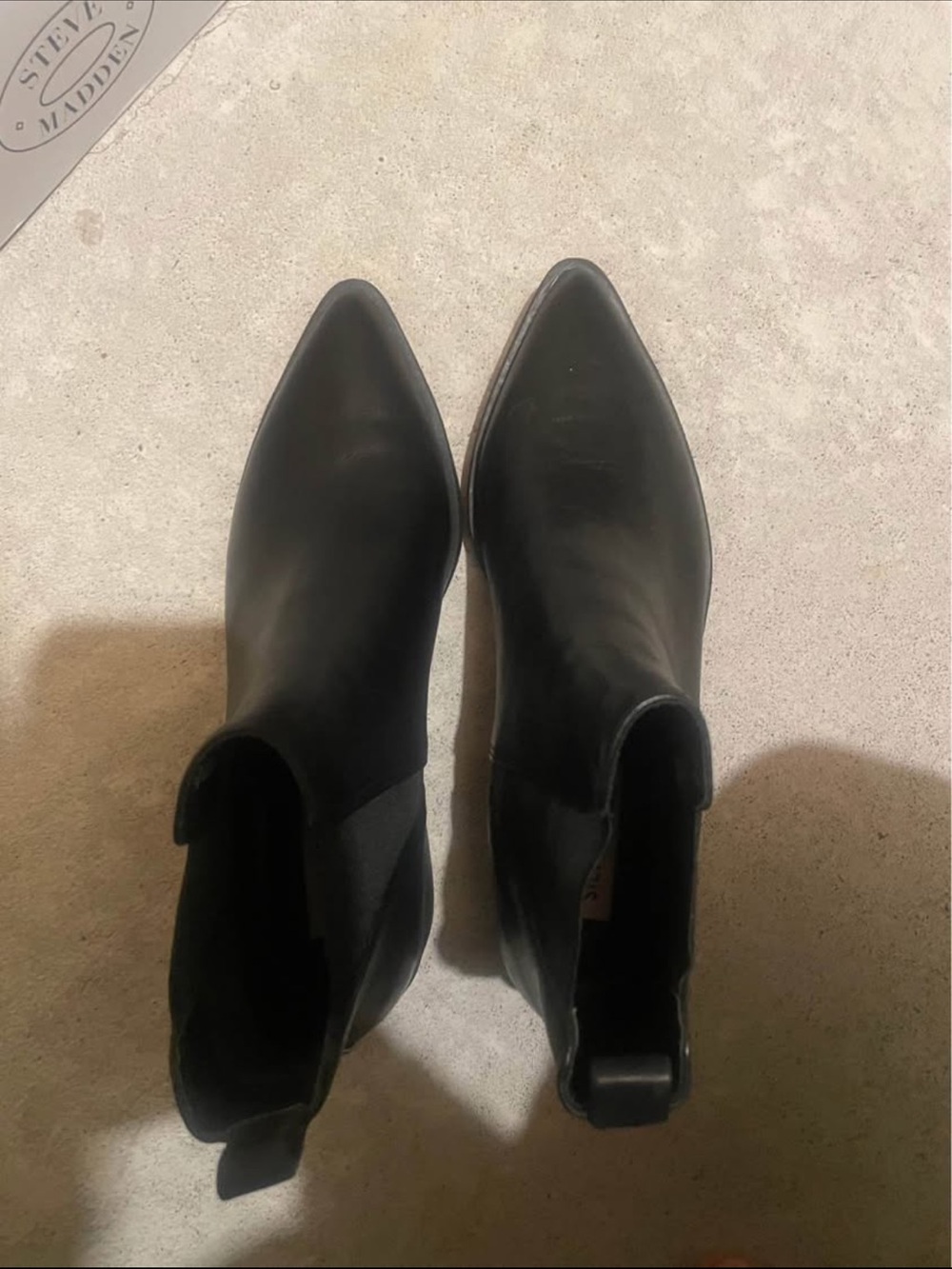 Steve Madden Black Pointed Chelsea Booties